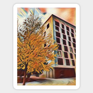 Angular building in autumn Sticker